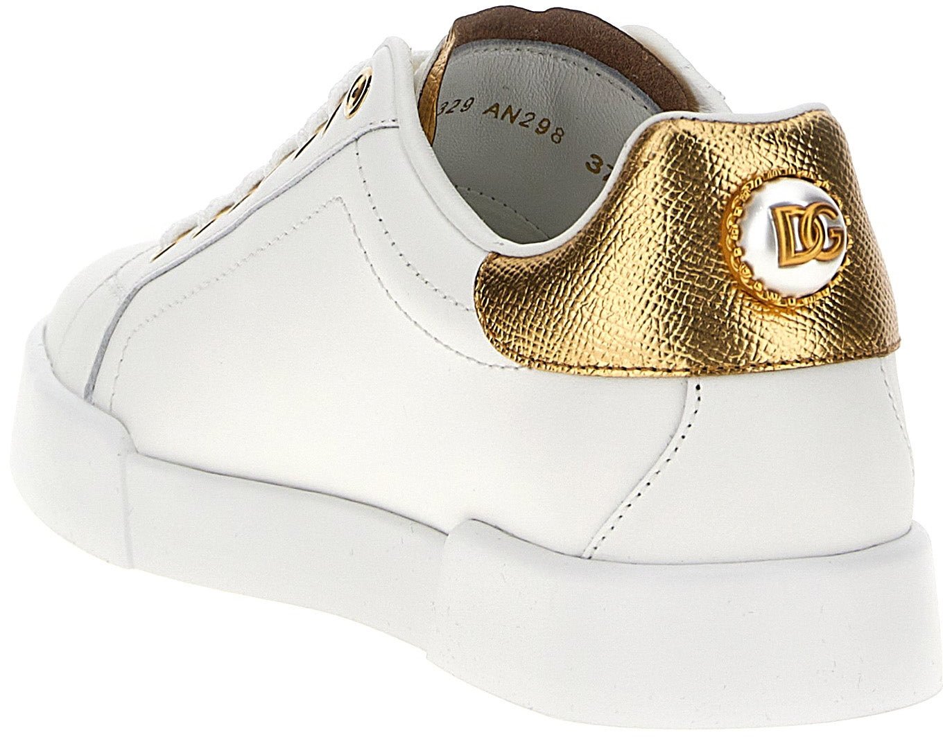 Dolce & Gabbana Gold Calfskin Low Top Sneakers
