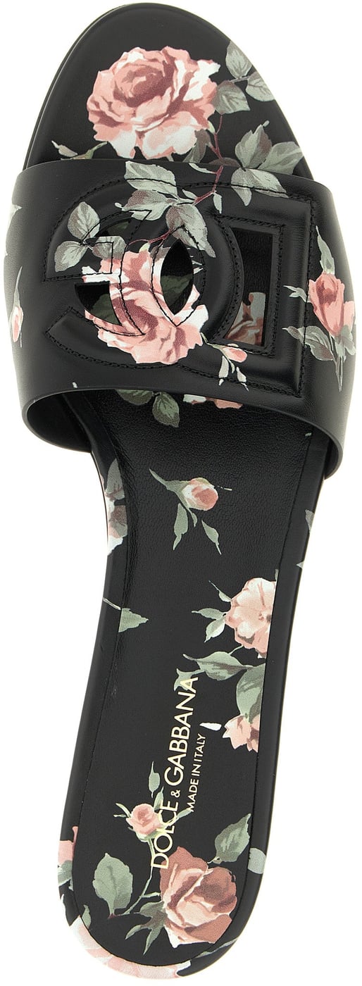Dolce & Gabbana Black Calfskin Slides