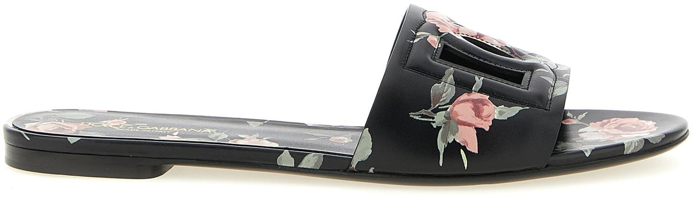 Dolce & Gabbana Black Calfskin Slides