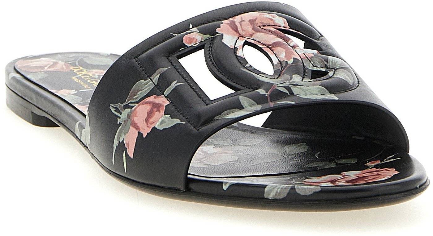 Dolce & Gabbana Black Calfskin Slides
