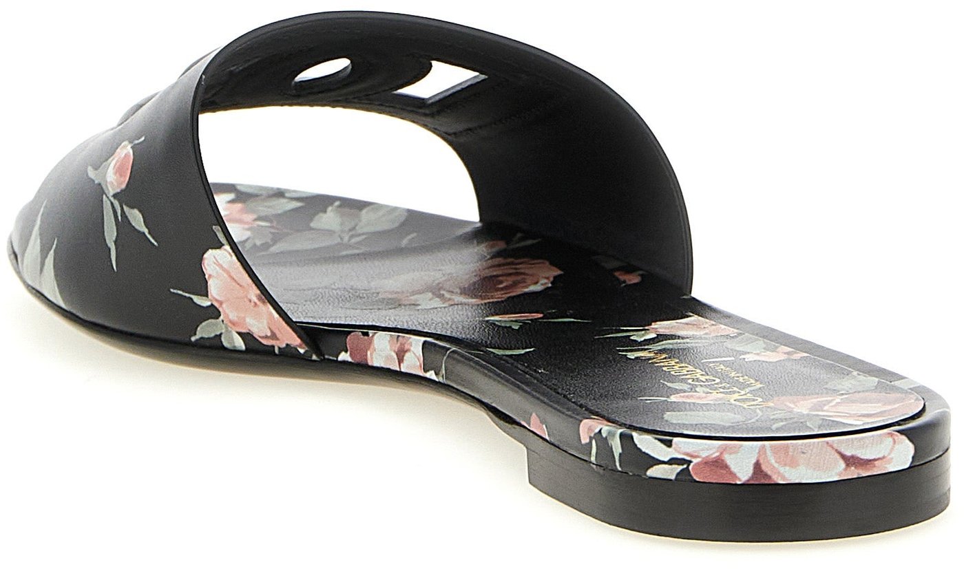 Dolce & Gabbana Black Calfskin Slides