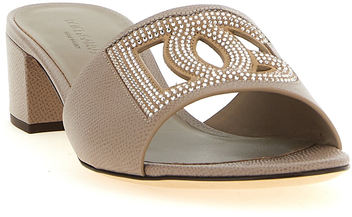 Dolce & Gabbana Gray Calfskin Mules