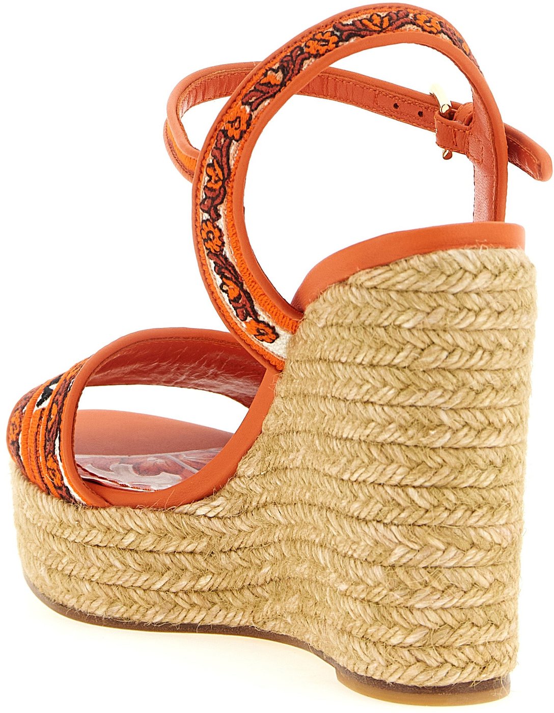 Dolce & Gabbana Orange Cotton Wedge Sandals