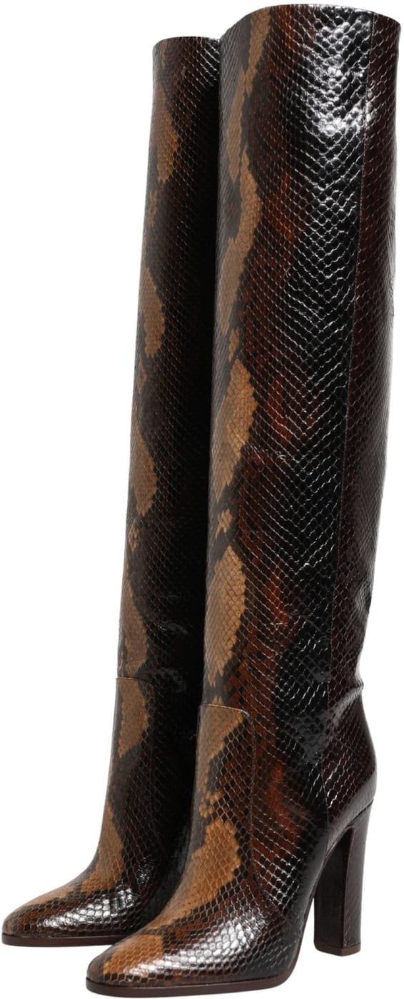 Dolce & Gabbana Brown Exotic Leather Knee High Boots Shoes