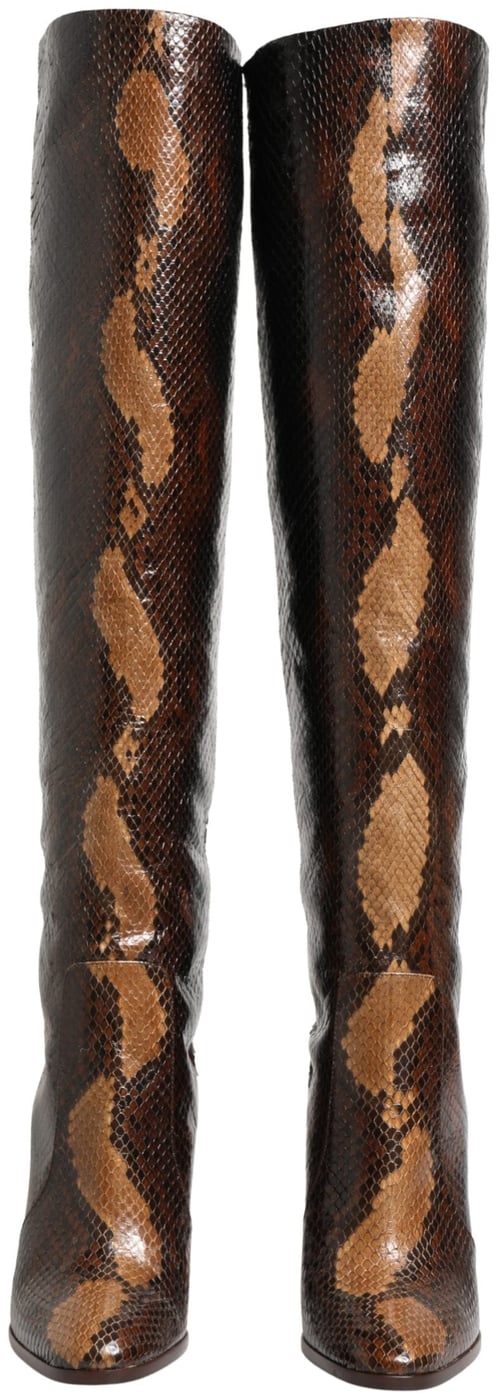 Dolce & Gabbana Brown Exotic Leather Knee High Boots Shoes