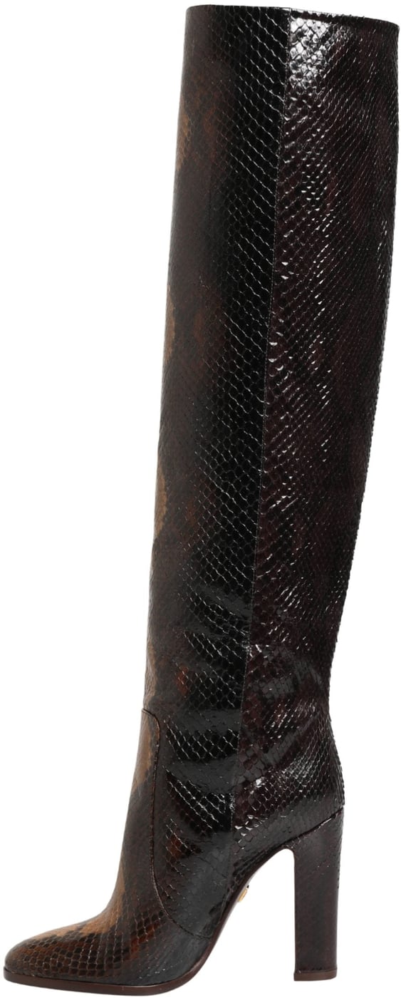 Dolce & Gabbana Brown Exotic Leather Knee High Boots Shoes