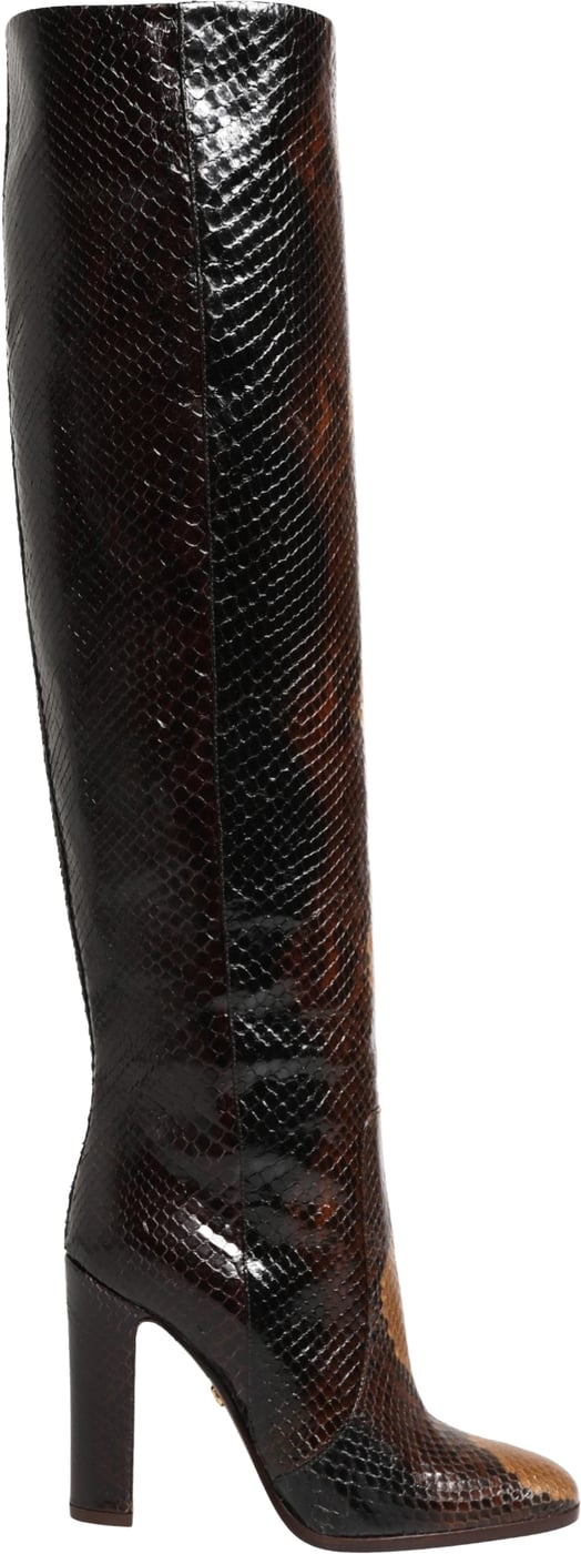 Dolce & Gabbana Brown Exotic Leather Knee High Boots Shoes