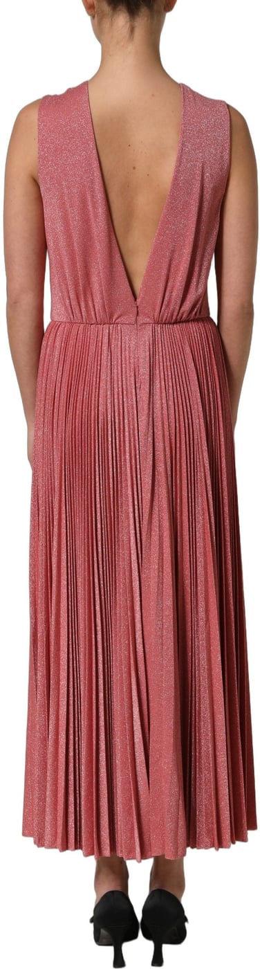 Dolce & Gabbana Coral Pink Pleated Sleeveless Max Dress