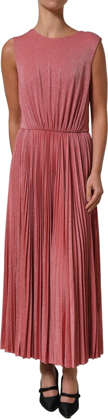 Dolce & Gabbana Coral Pink Pleated Sleeveless Max Dress