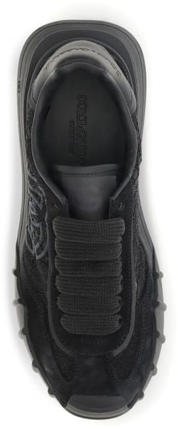 Dolce & Gabbana Black Calf Leather Bos Taurus Chunky Sneakers