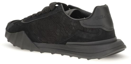 Dolce & Gabbana Black Calf Leather Bos Taurus Chunky Sneakers