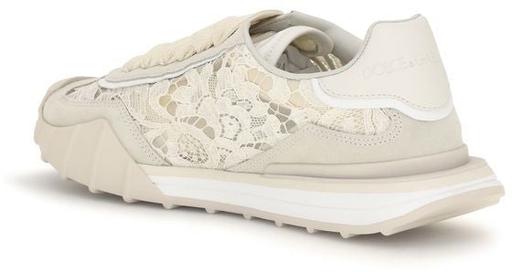 Dolce & Gabbana Beige Calf Leather Bos Taurus Sneakers