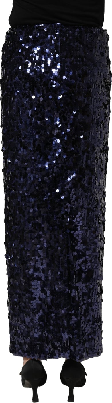 Dolce & Gabbana Blue Sequin High Waist PencilCut Midi Skirt