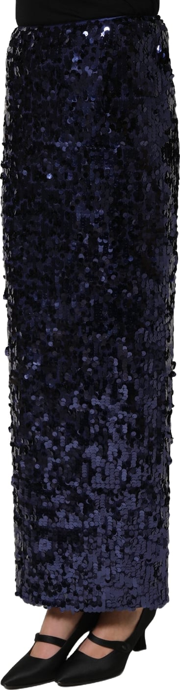 Dolce & Gabbana Blue Sequin High Waist PencilCut Midi Skirt
