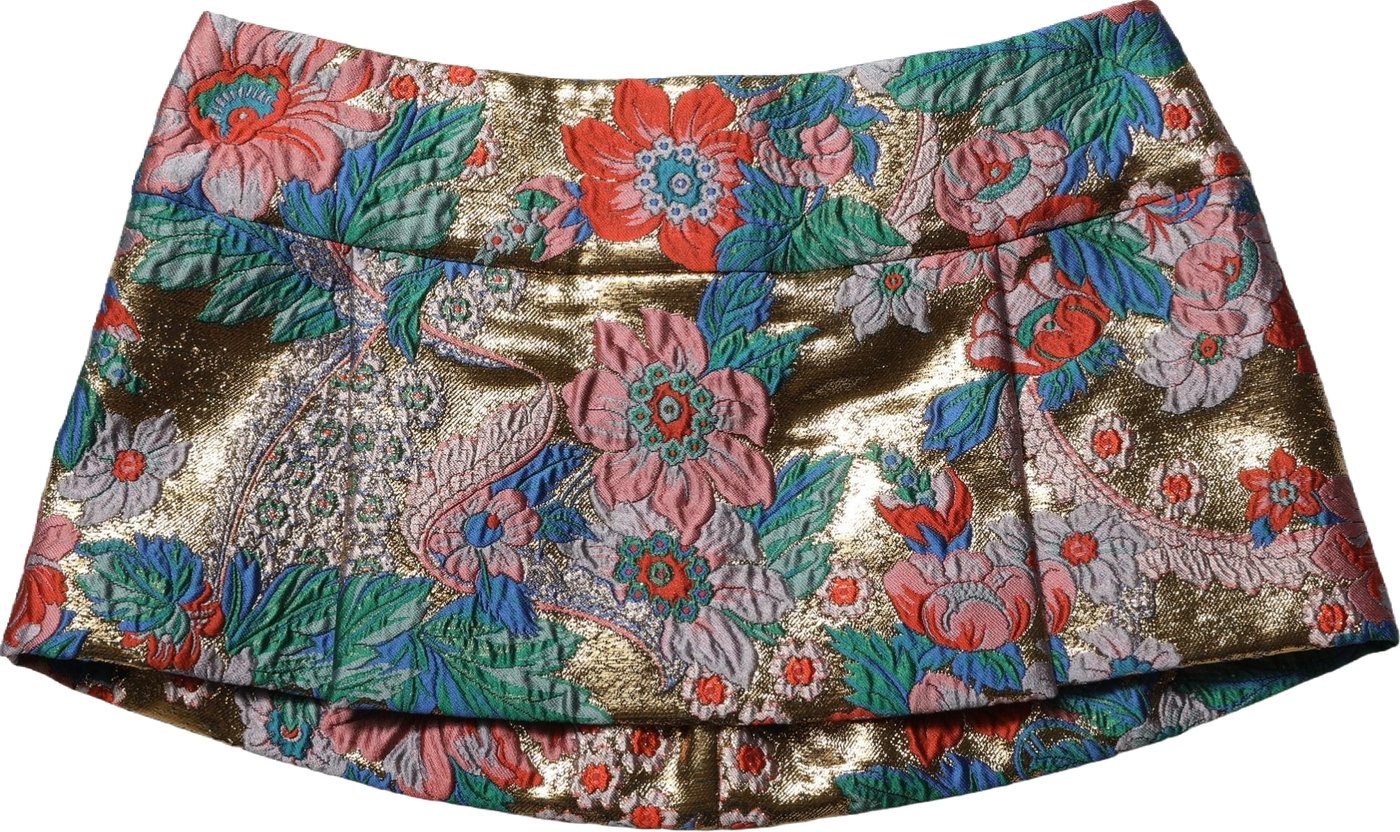 Dolce & Gabbana Multicolor Floral Jacquard MidWaist Mini Skirt