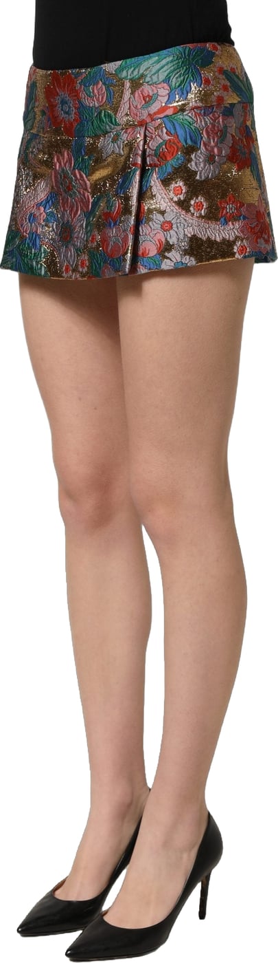 Dolce & Gabbana Multicolor Floral Jacquard MidWaist Mini Skirt