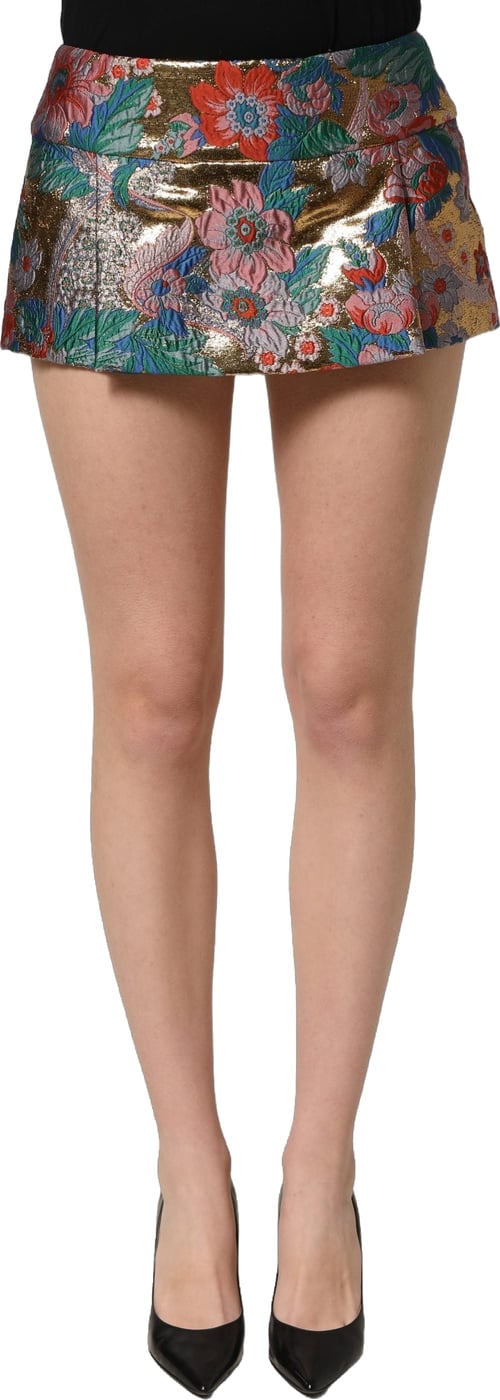 Dolce & Gabbana Multicolor Floral Jacquard MidWaist Mini Skirt