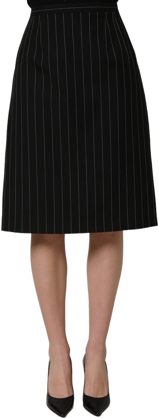 Dolce & Gabbana Black Pinstriped HighWaist Pencil Cut Skirt