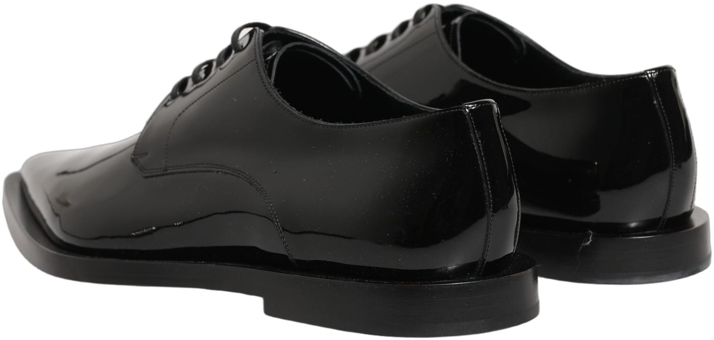 Dolce & Gabbana Black Leather Men Derby Dress Formal Shoes
