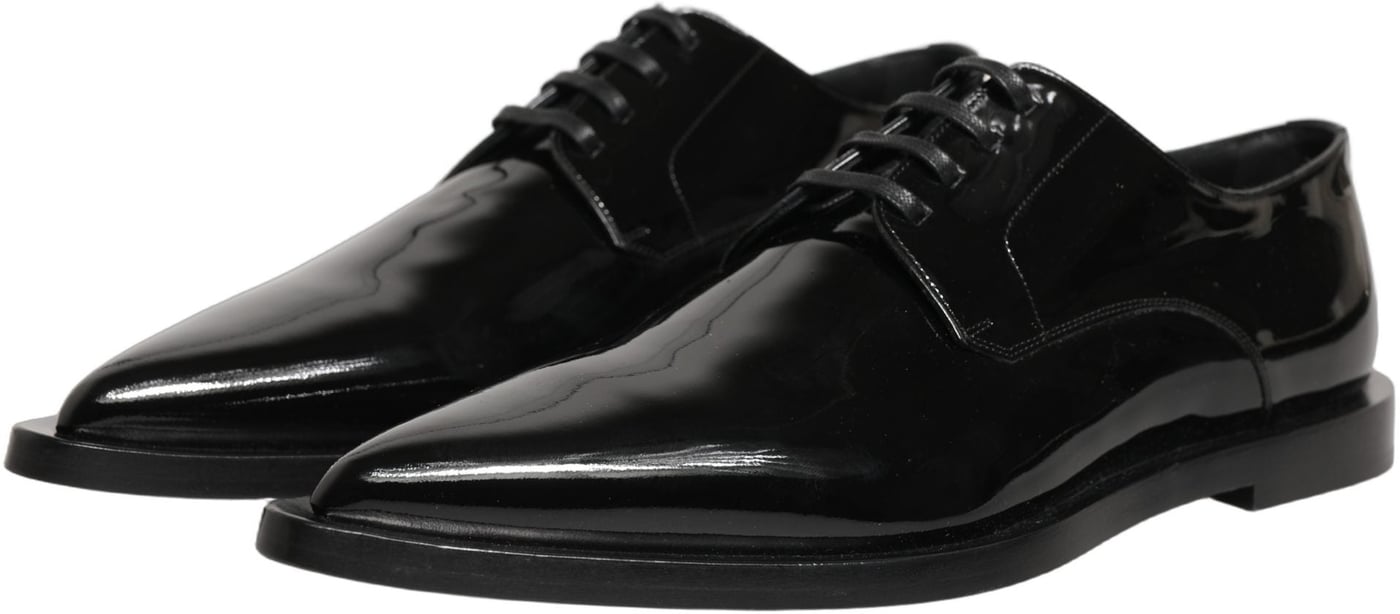 Dolce & Gabbana Black Leather Men Derby Dress Formal Shoes