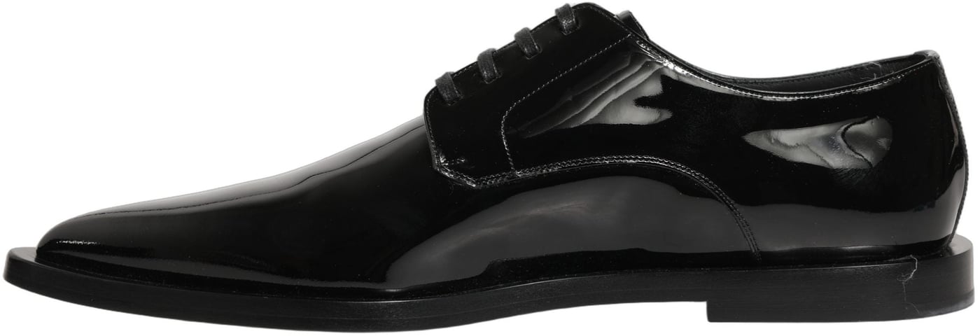 Dolce & Gabbana Black Leather Men Derby Dress Formal Shoes