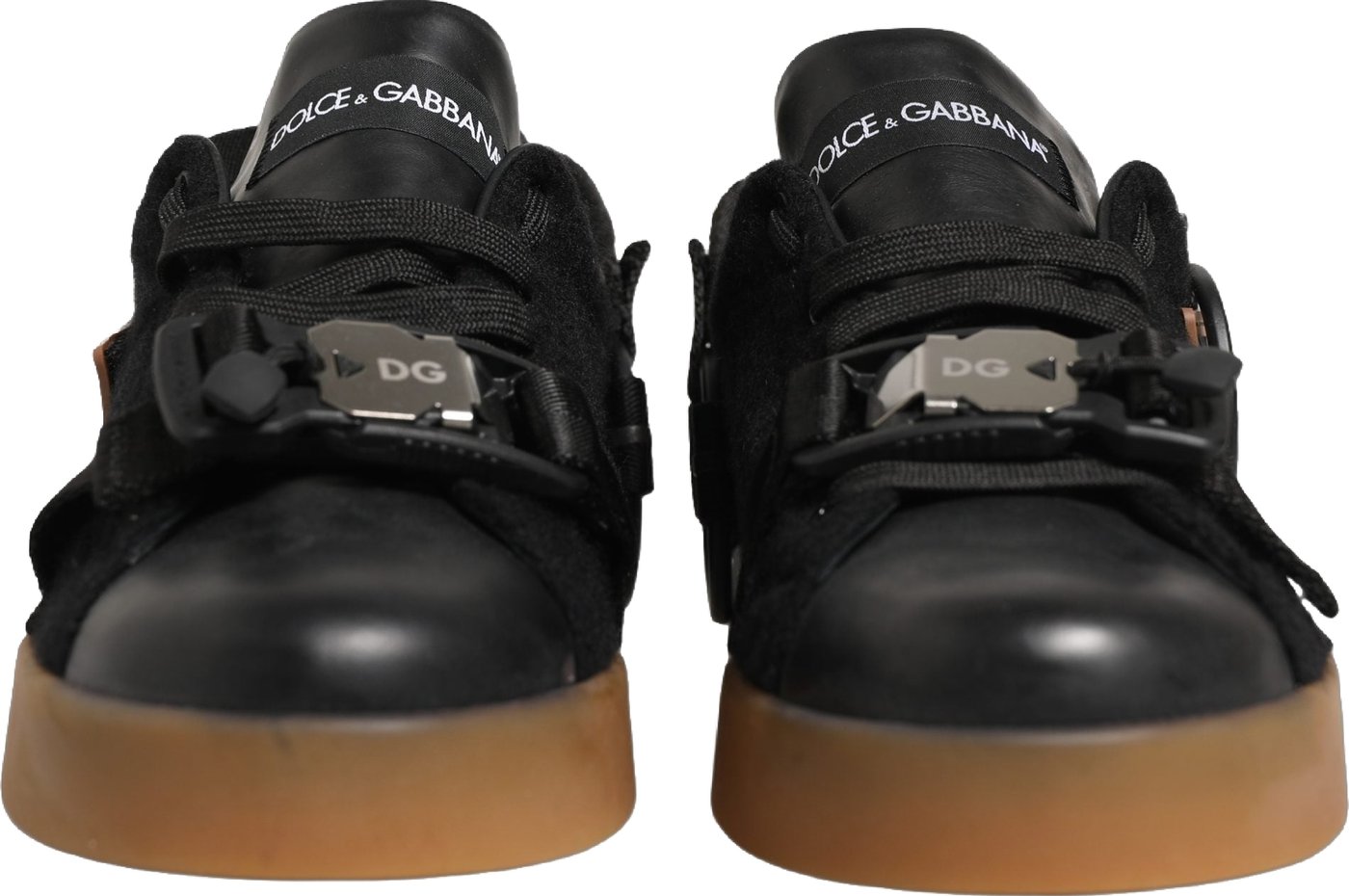 Dolce & Gabbana Black Leather Low Trainers Men Sneakers Shoes