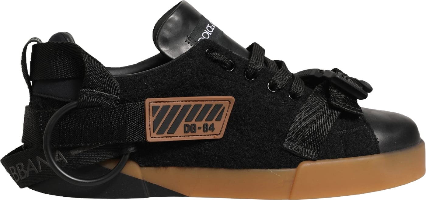 Dolce & Gabbana Black Leather Low Trainers Men Sneakers Shoes