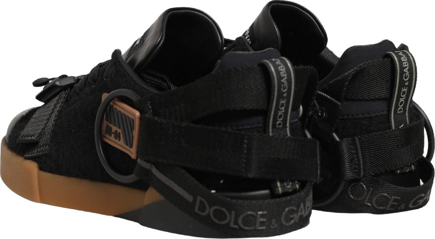 Dolce & Gabbana Black Leather Low Trainers Men Sneakers Shoes