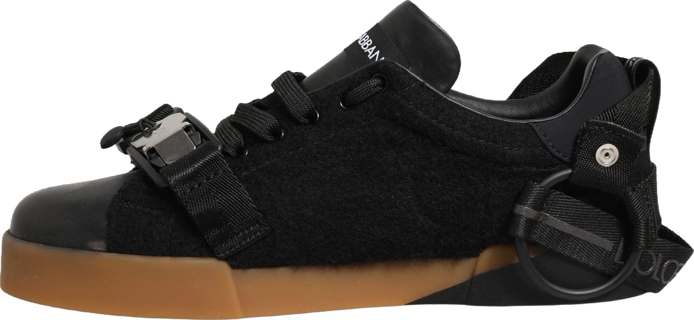 Dolce & Gabbana Black Leather Low Trainers Men Sneakers Shoes