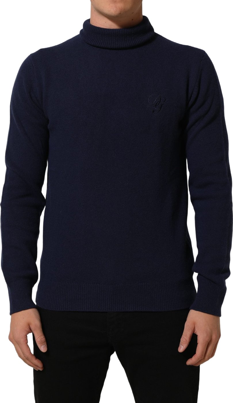 Dolce & Gabbana Blue Wool Knit Turtleneck Pullover Sweater