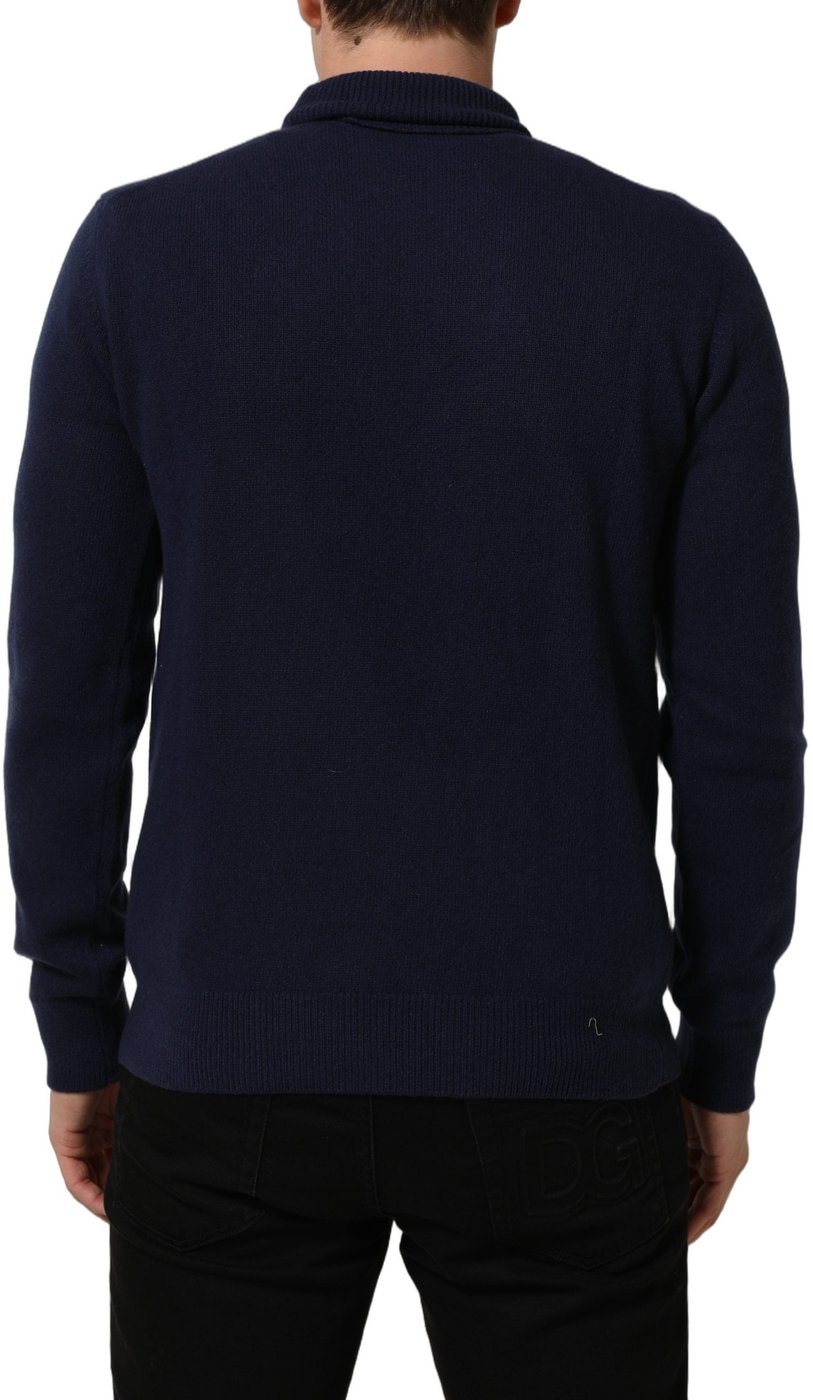 Dolce & Gabbana Blue Wool Knit Turtleneck Pullover Sweater