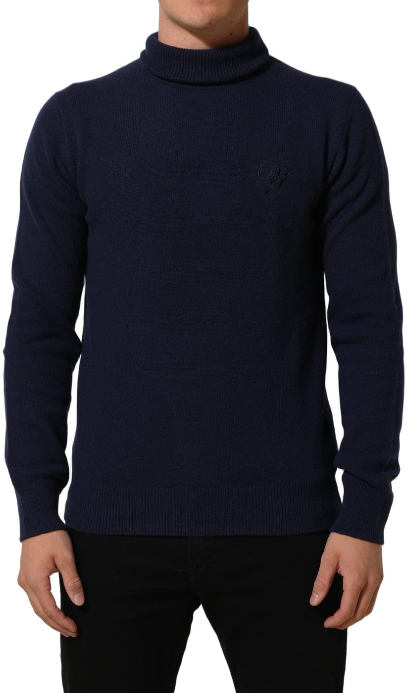 Dolce & Gabbana Blue Wool Knit Turtleneck Pullover Sweater