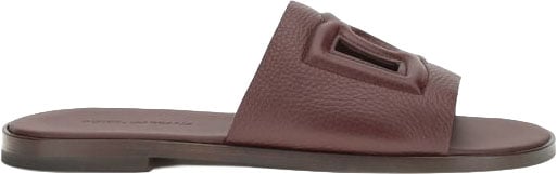 Dolce & Gabbana Brown Calf Leather Bos Taurus Flat Sandals