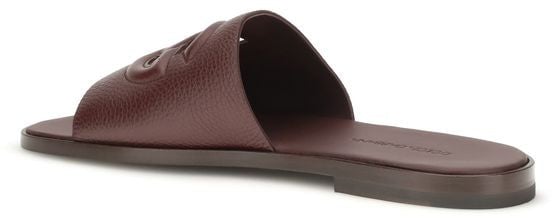 Dolce & Gabbana Brown Calf Leather Bos Taurus Flat Sandals