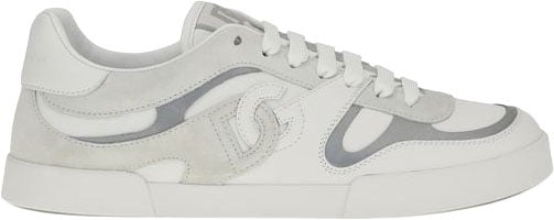 Dolce & Gabbana White Calf Leather Bos Taurus Low Top Sneakers