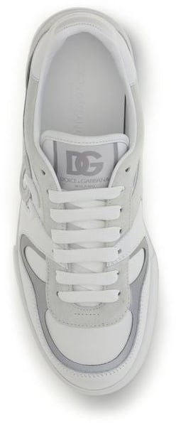 Dolce & Gabbana White Calf Leather Bos Taurus Low Top Sneakers