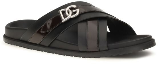 Dolce & Gabbana Black Calf Leather Bos Taurus Sandals