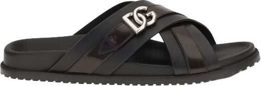 Dolce & Gabbana Black Calf Leather Bos Taurus Sandals