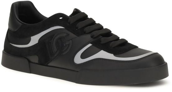 Dolce & Gabbana Black Calf Leather Bos Taurus Sneakers