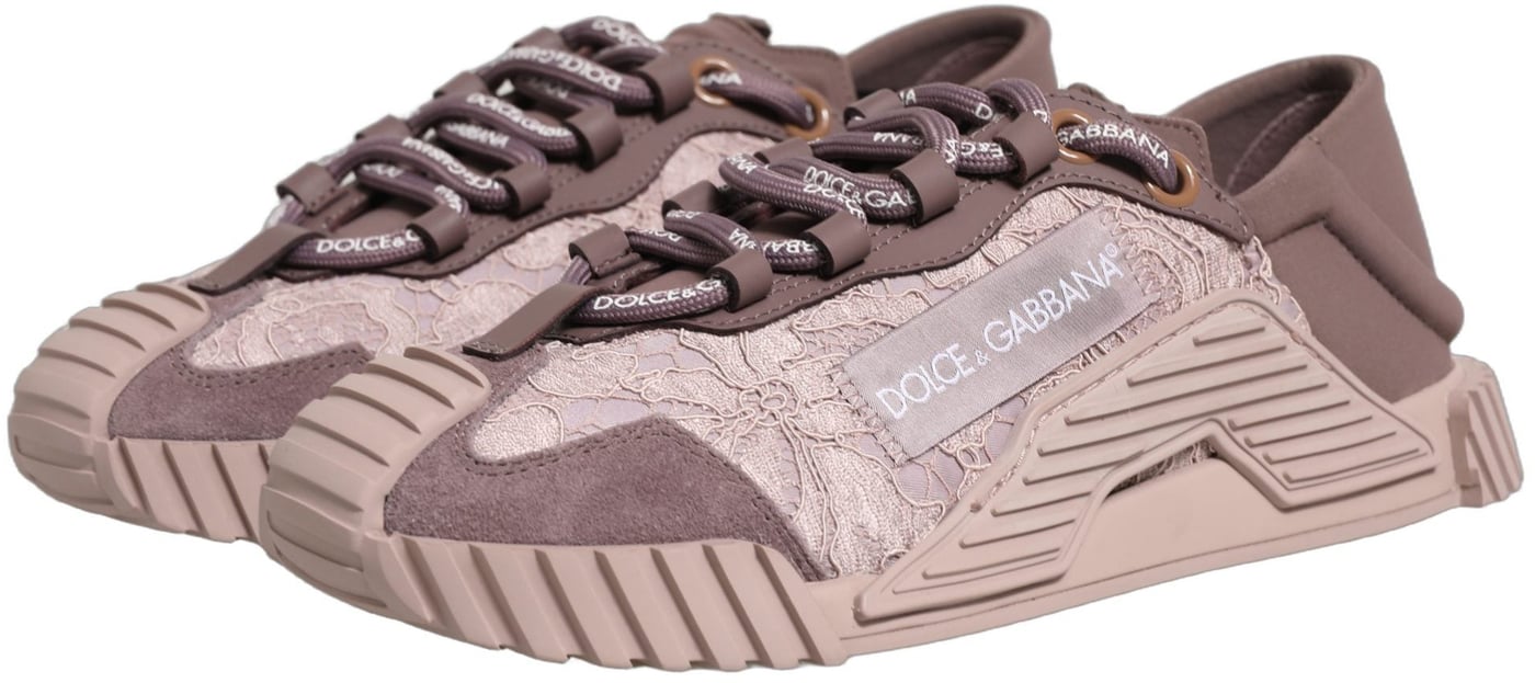 Dolce & Gabbana Pink Lace NS1 Low Top Sneaker Sports Shoes