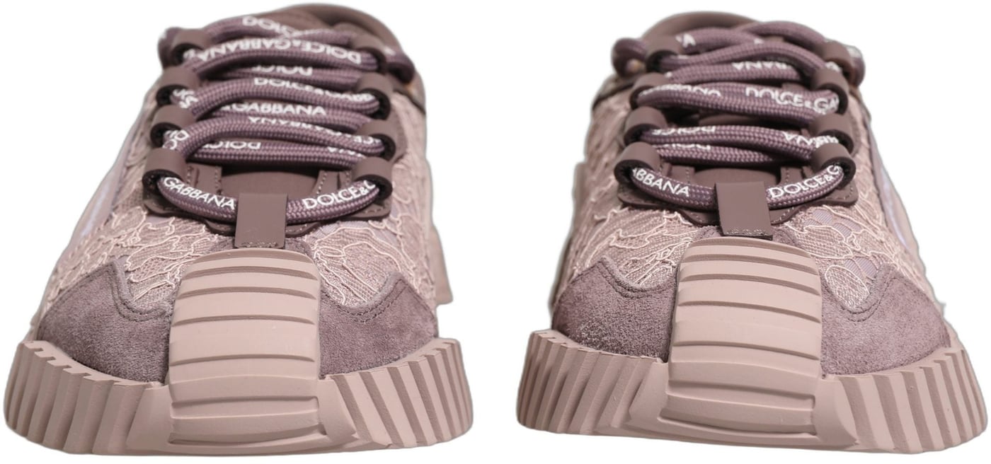 Dolce & Gabbana Pink Lace NS1 Low Top Sneaker Sports Shoes