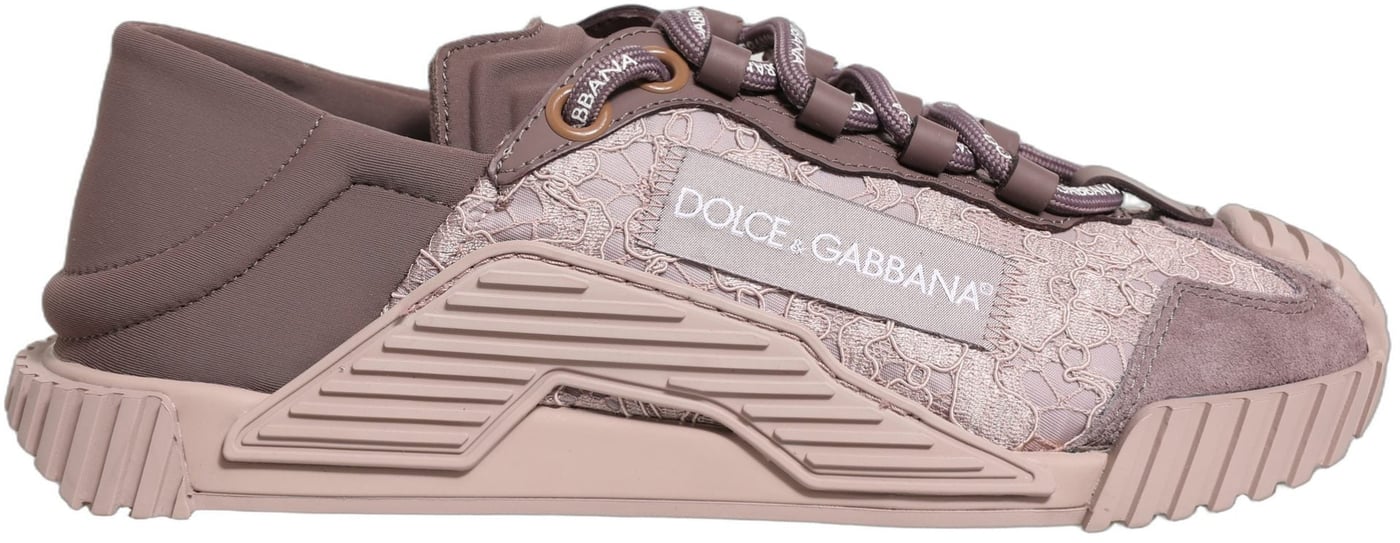 Dolce & Gabbana Pink Lace NS1 Low Top Sneaker Sports Shoes