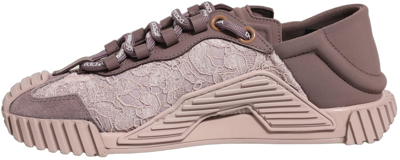 Dolce & Gabbana Pink Lace NS1 Low Top Sneaker Sports Shoes