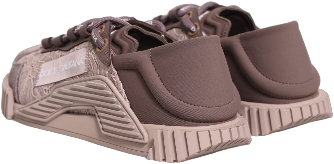 Dolce & Gabbana Pink Lace NS1 Low Top Sneaker Sports Shoes