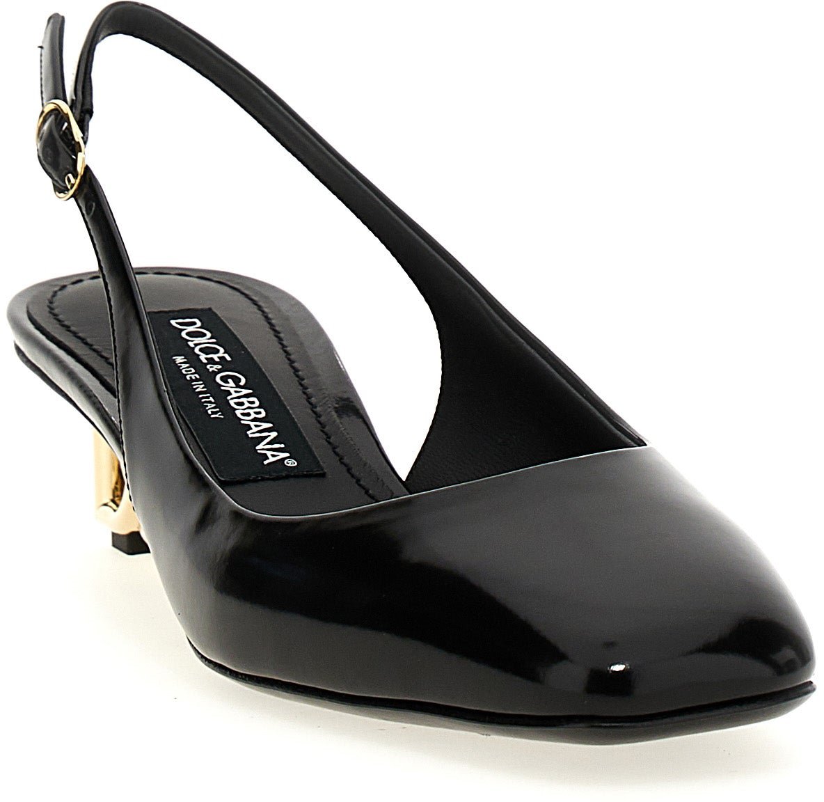 Dolce & Gabbana Black Calfskin Mid Heel Pumps