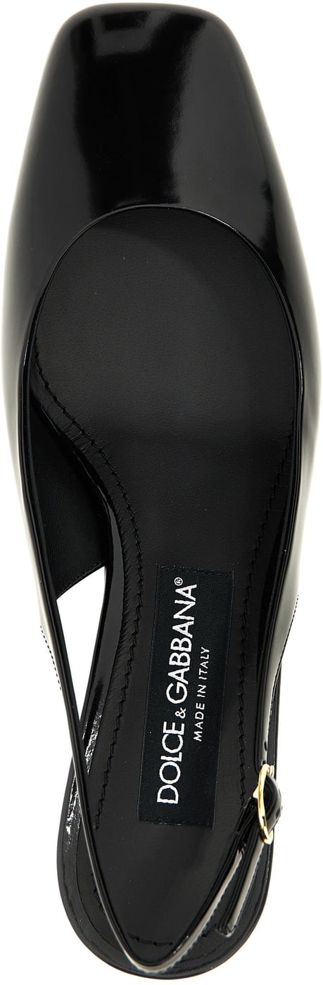Dolce & Gabbana Black Calfskin Mid Heel Pumps