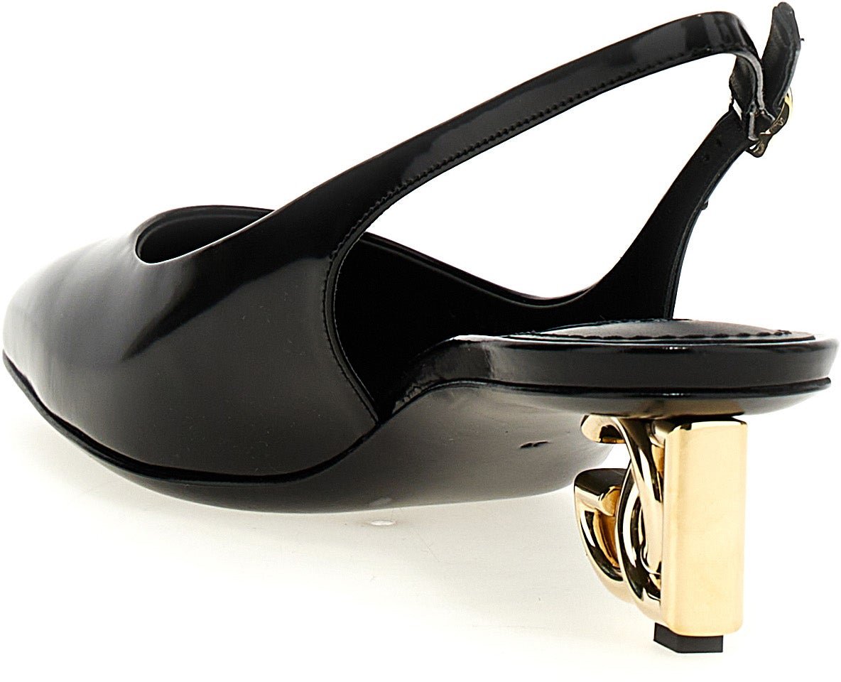 Dolce & Gabbana Black Calfskin Mid Heel Pumps