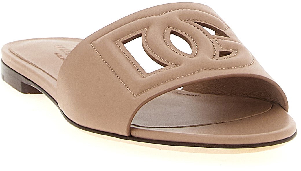 Dolce & Gabbana Beige Calfskin Slides