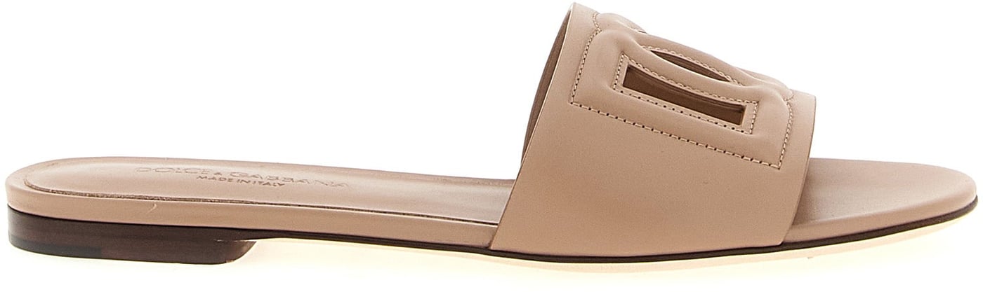 Dolce & Gabbana Beige Calfskin Slides