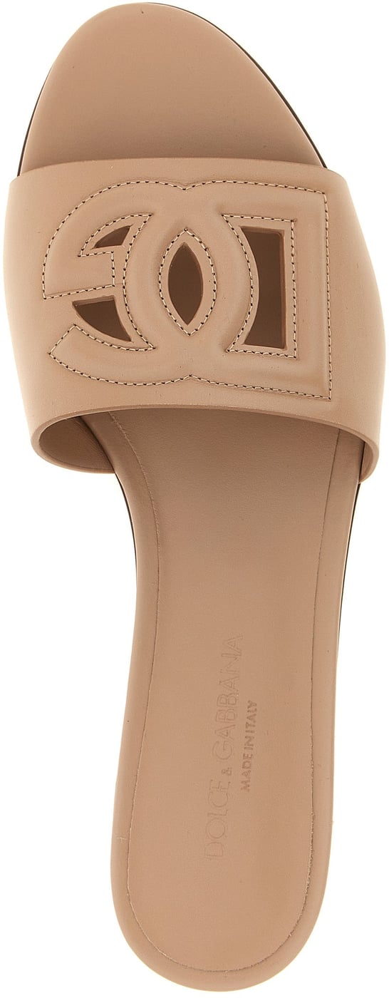 Dolce & Gabbana Beige Calfskin Slides